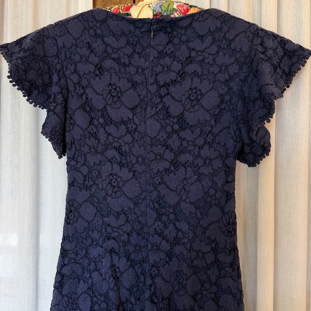 Vince Camuto Dark Blue Lace Flutter Sleeve Dress - Picture 6 of 13